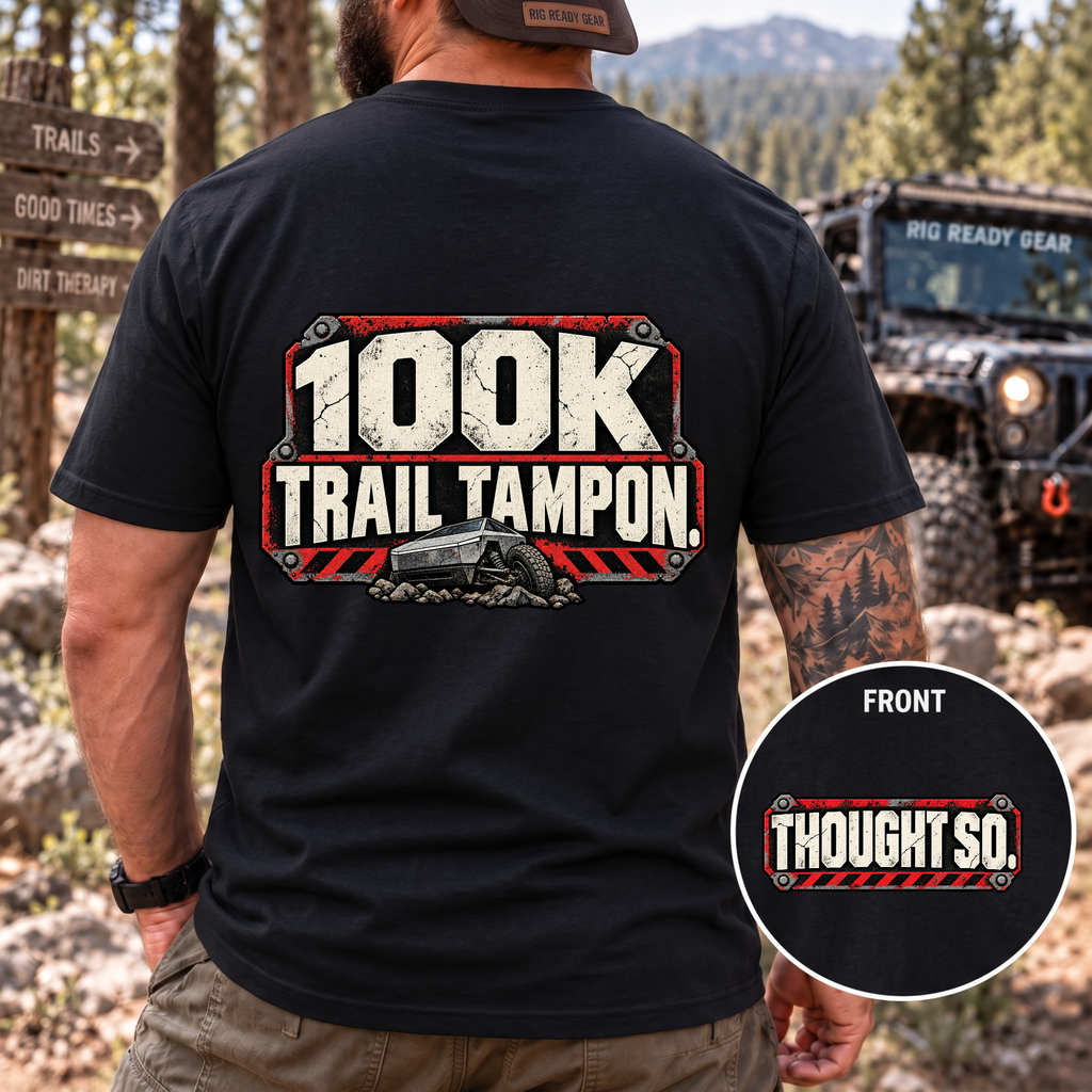 100K Trail Tampon — Industrial Warning Plate T-shirt