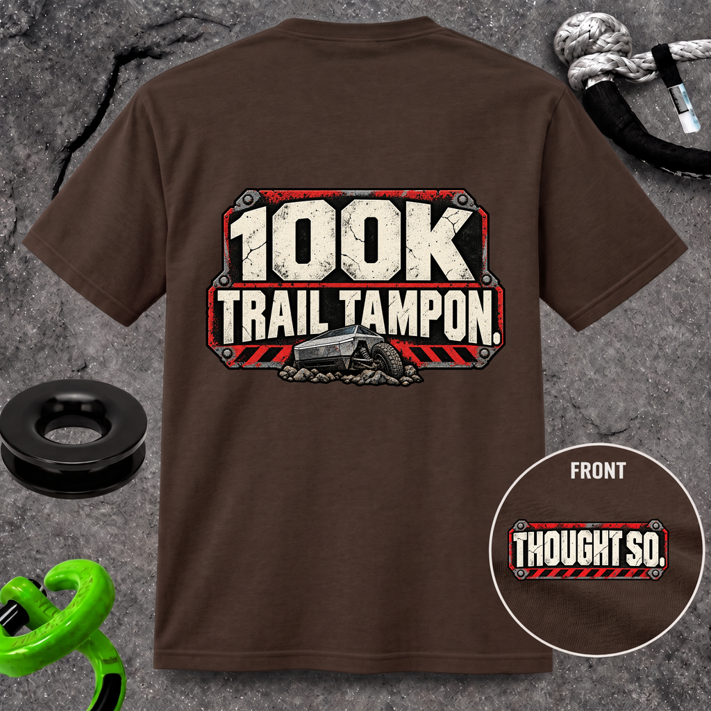 100K Trail Tampon — Industrial Warning Plate T-shirt