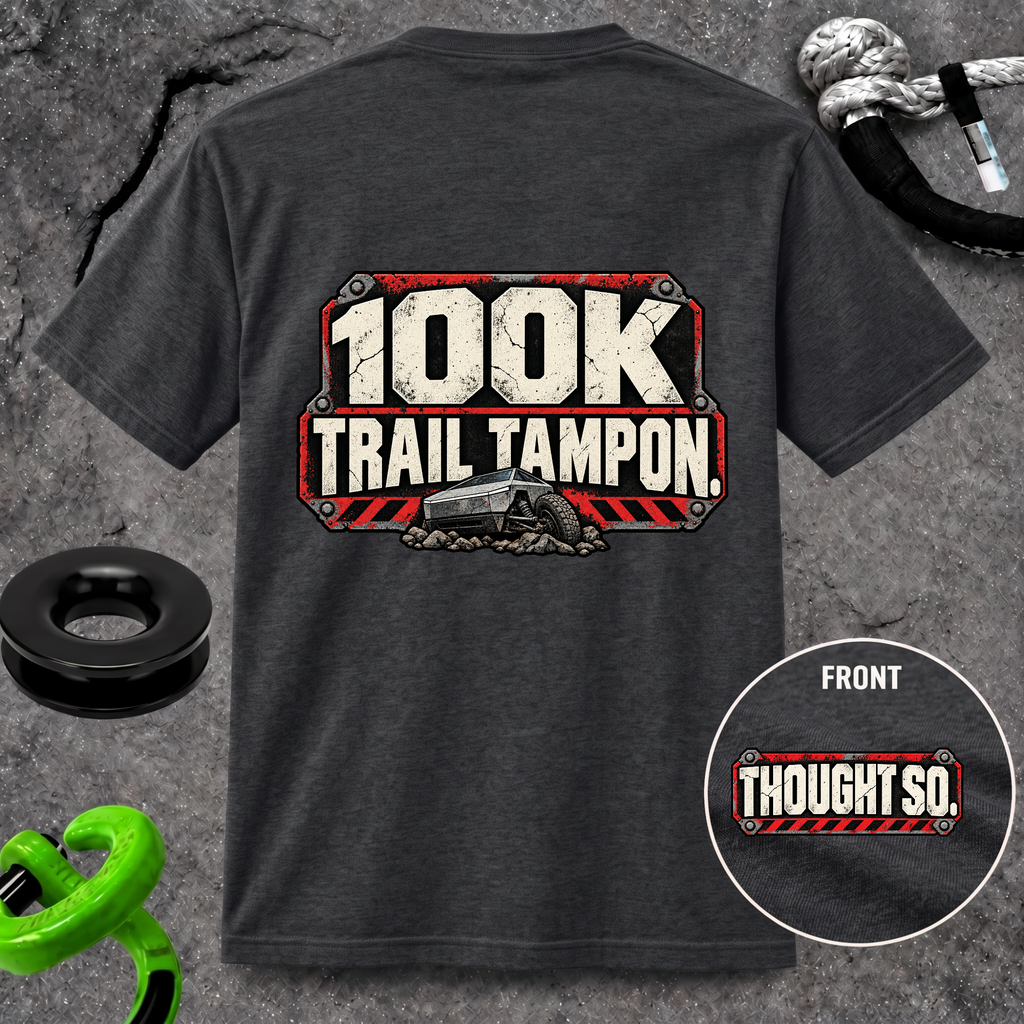 100K Trail Tampon — Industrial Warning Plate T-shirt