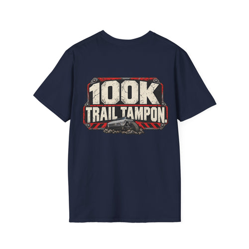 100K Trail Tampon — Industrial Warning Plate T-shirt