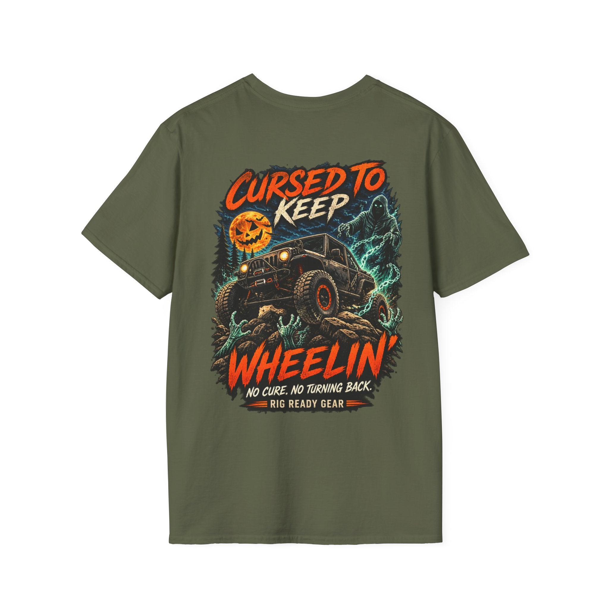 Cursed to Keep Wheelin Ghost’  T-shirt