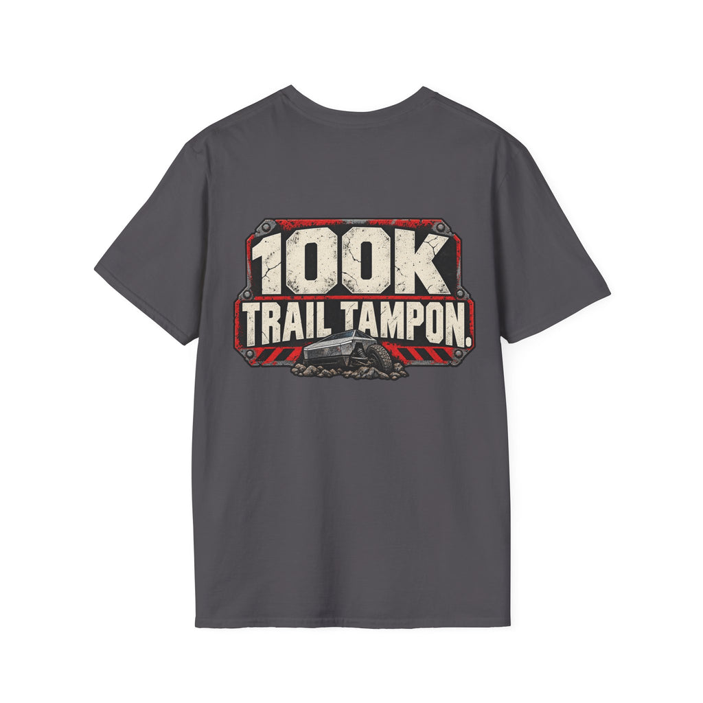 100K Trail Tampon — Industrial Warning Plate T-shirt