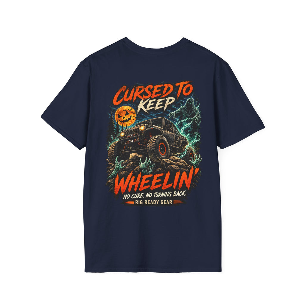 Cursed to Keep Wheelin Ghost’  T-shirt