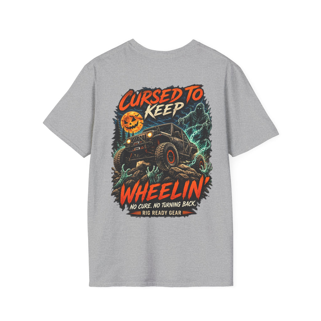 Cursed to Keep Wheelin Ghost’  T-shirt