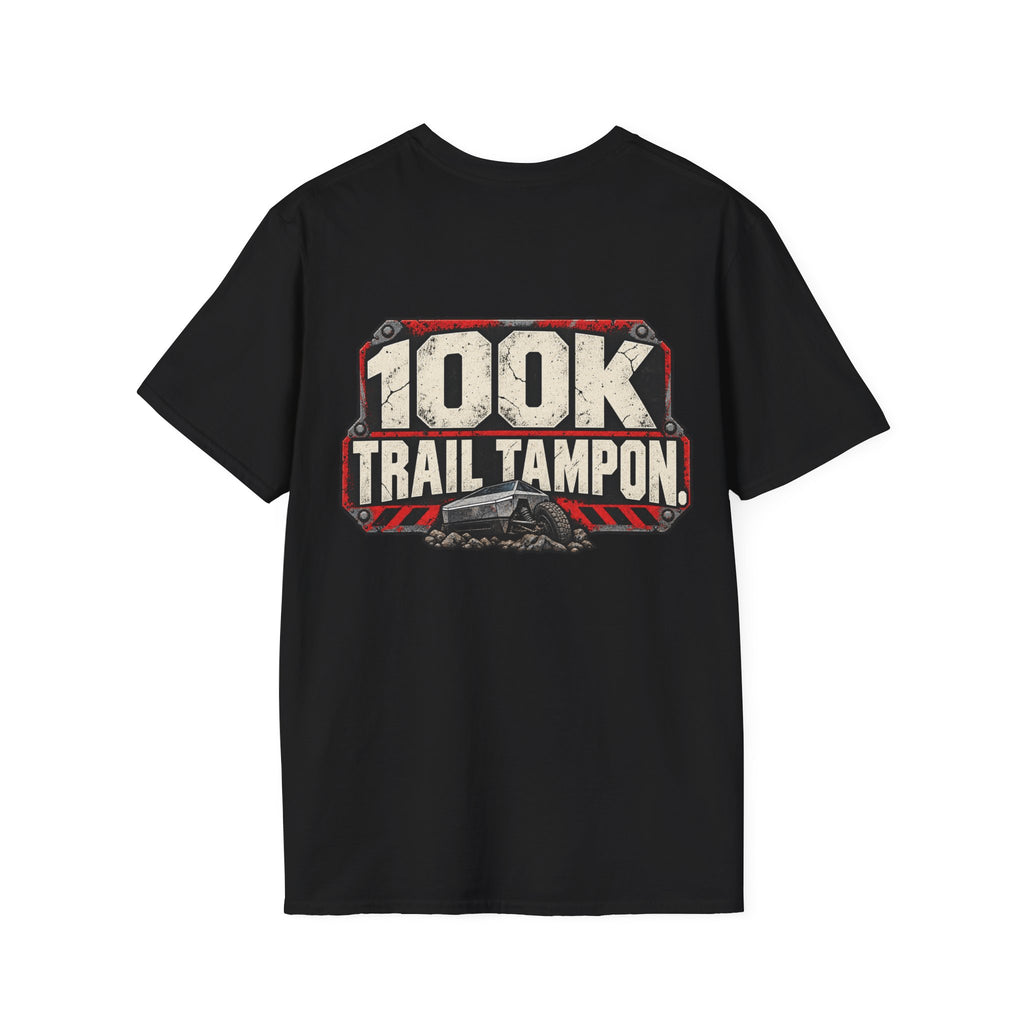 100K Trail Tampon — Industrial Warning Plate T-shirt