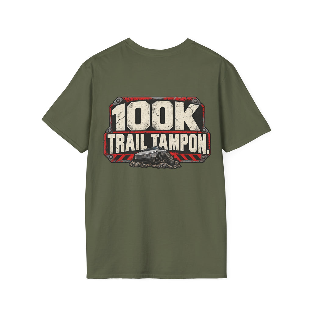 100K Trail Tampon — Industrial Warning Plate T-shirt