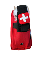 Individual  FAK personal trauma kit front shot in red color