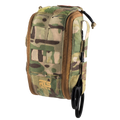 Camouflage tactical pouch with scissors on a white background