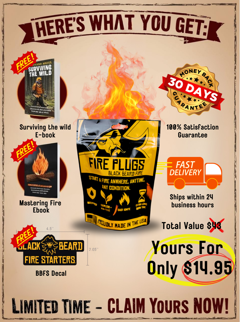 Black Beard Fire Plugs Tinder | Rig Ready Gear