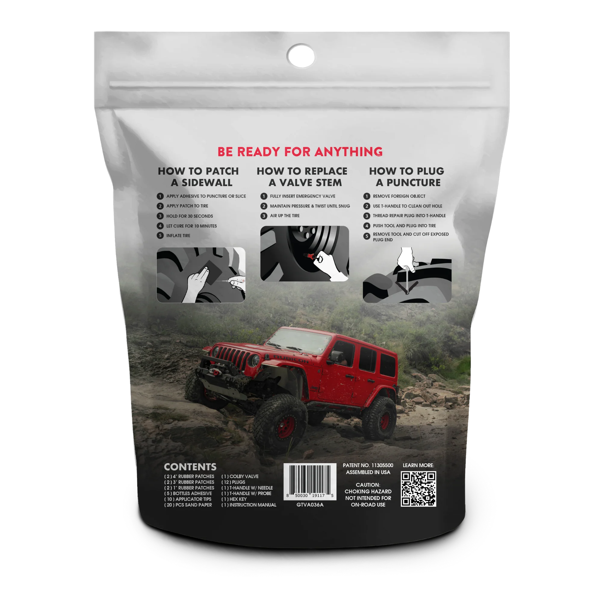 Complete Tire Repair Kit | GlueTread Sidewall + Plug + Valve Fix