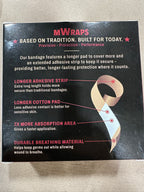 Box of MWraps with text and graphics on a beige surface