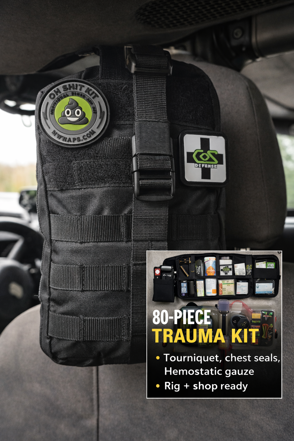 Vehicle Trauma(IFAK) Kit Truck, Jeep & Off-Road Use (80-Piece MOLLE Kit)