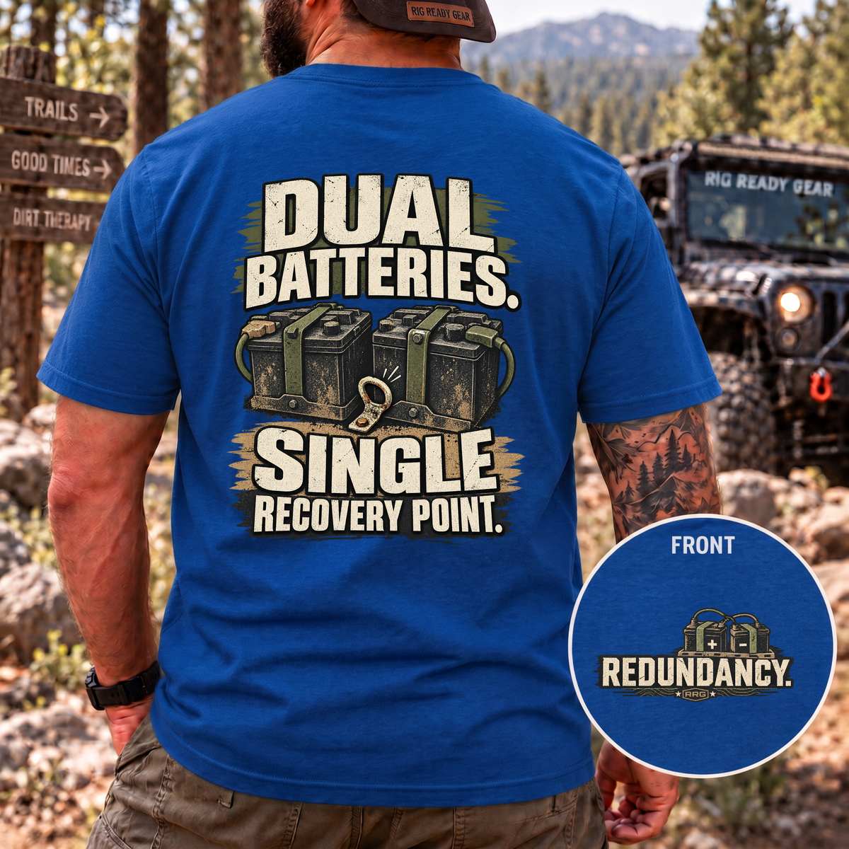Dual Batteries. Single Recovery Point. T-shirt