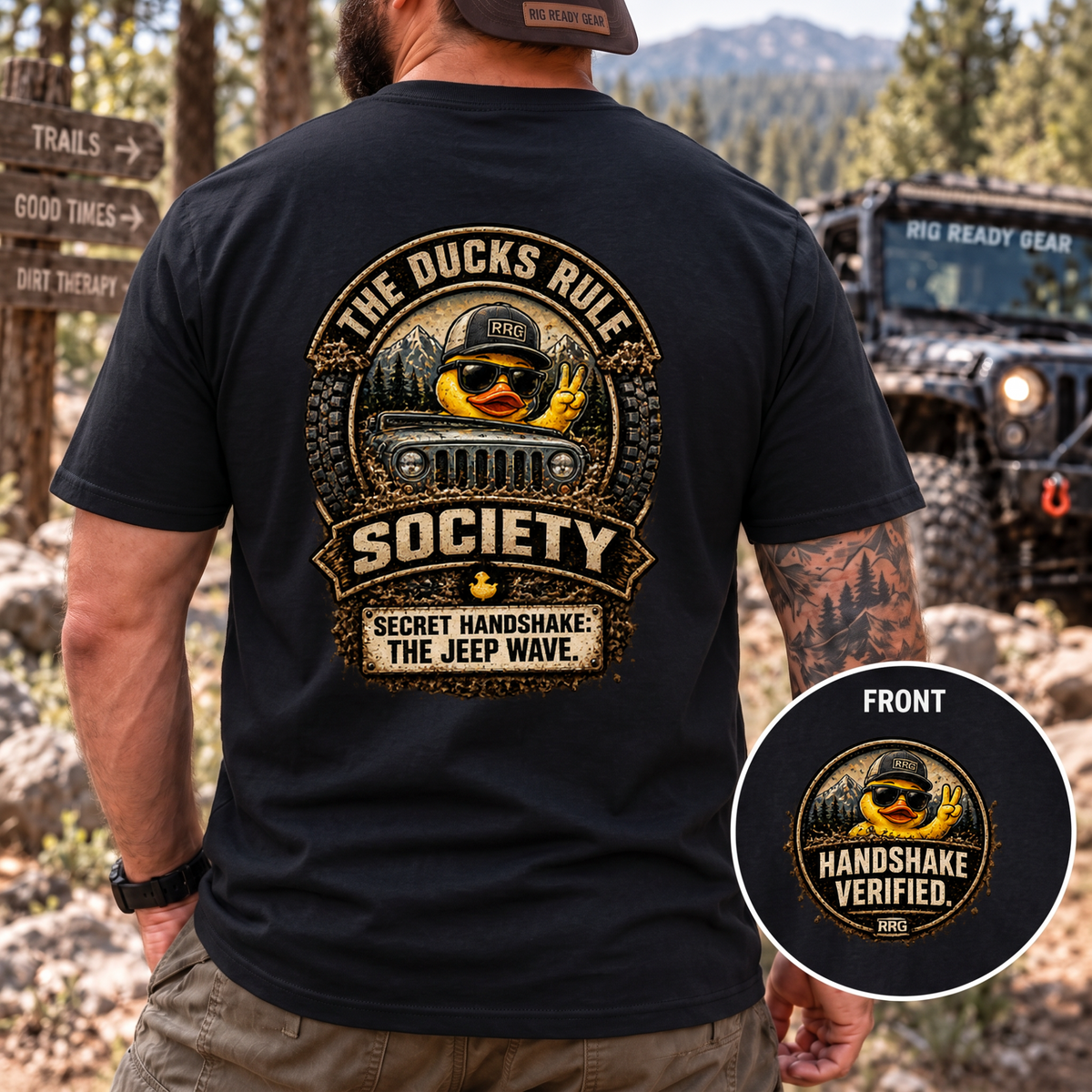 The Ducks Rule Society — Secret Handshake: The Jeep Wave — Handshake Verified T-shirt