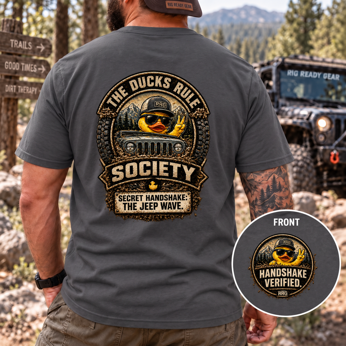 The Ducks Rule Society — Secret Handshake: The Jeep Wave — Handshake Verified T-shirt