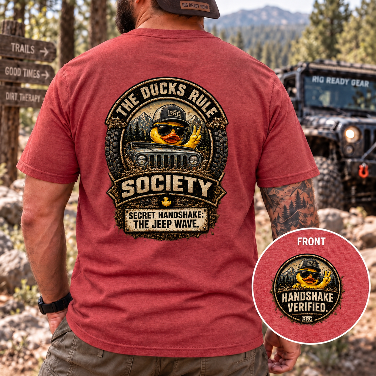 The Ducks Rule Society — Secret Handshake: The Jeep Wave — Handshake Verified T-shirt