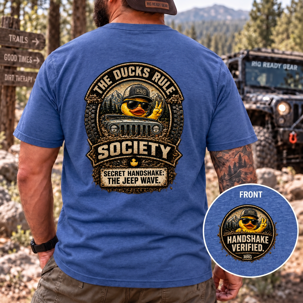 The Ducks Rule Society — Secret Handshake: The Jeep Wave — Handshake Verified T-shirt