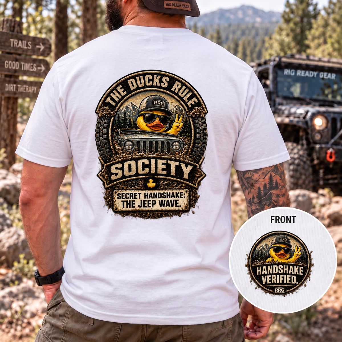 The Ducks Rule Society — Secret Handshake: The Jeep Wave — Handshake Verified T-shirt