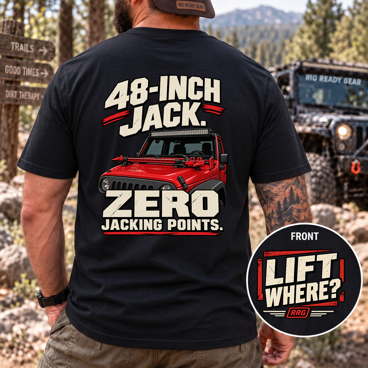 48-Inch Jack. Zero Jacking Points. T-shirt