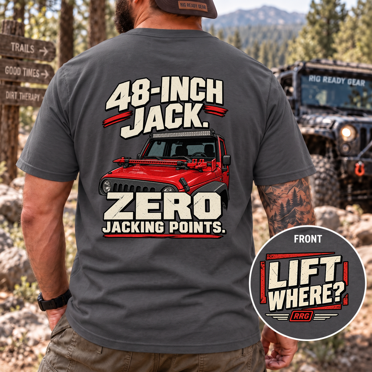 48-Inch Jack. Zero Jacking Points. T-shirt