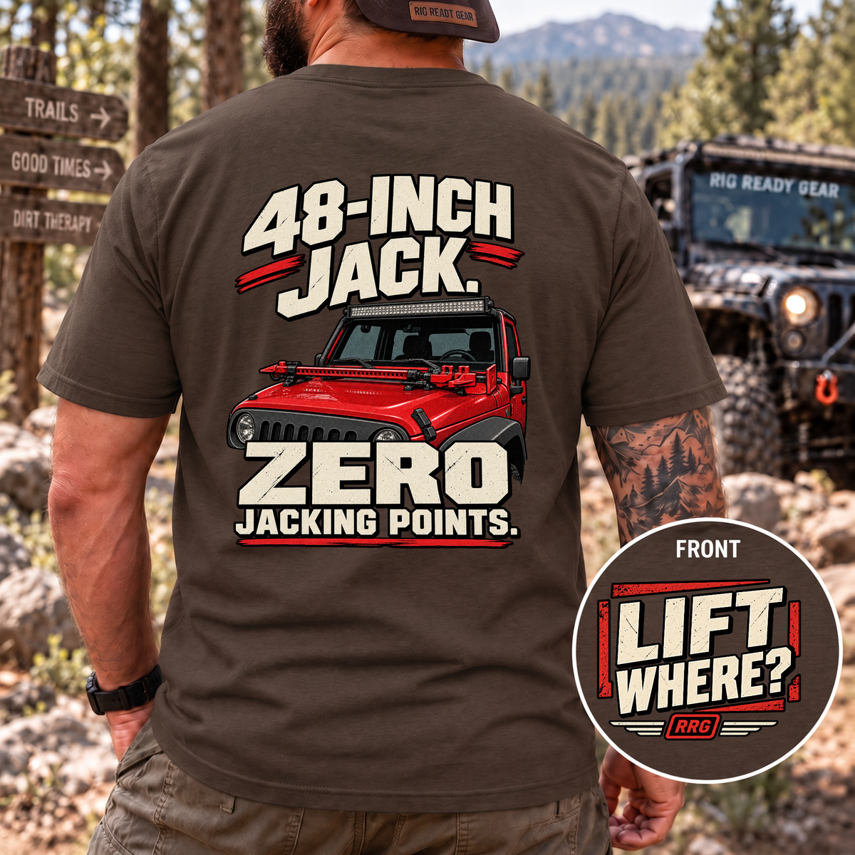 48-Inch Jack. Zero Jacking Points. T-shirt