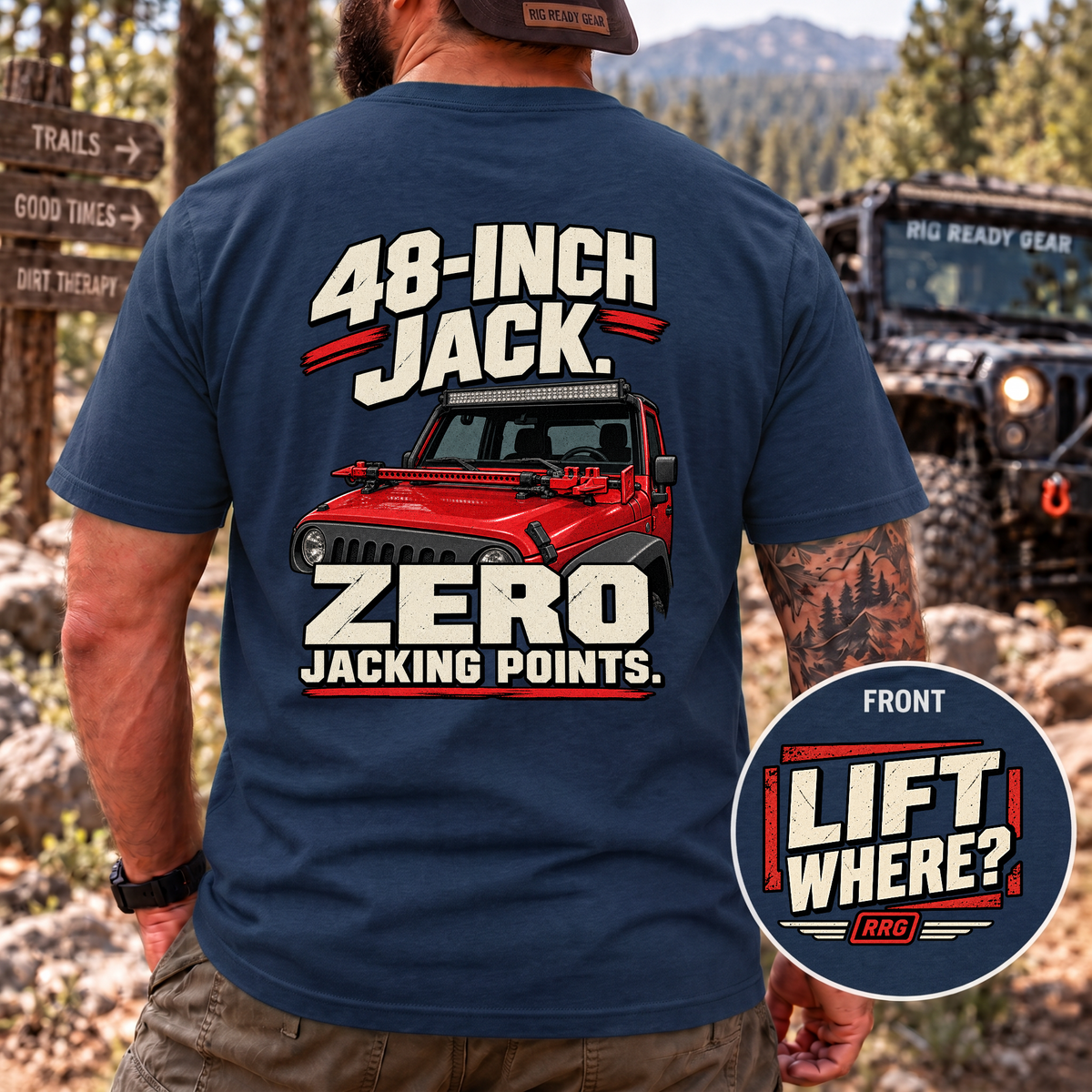 48-Inch Jack. Zero Jacking Points. T-shirt