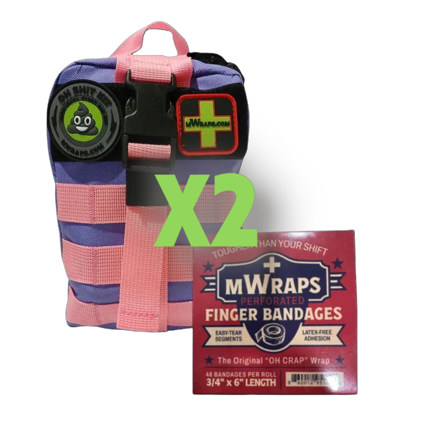 Pink and purple finger wraps with MWraps packaging on a white background