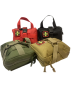 Vehicle Trauma Kit Personal IFAK in red, black, ranger green, and coyote