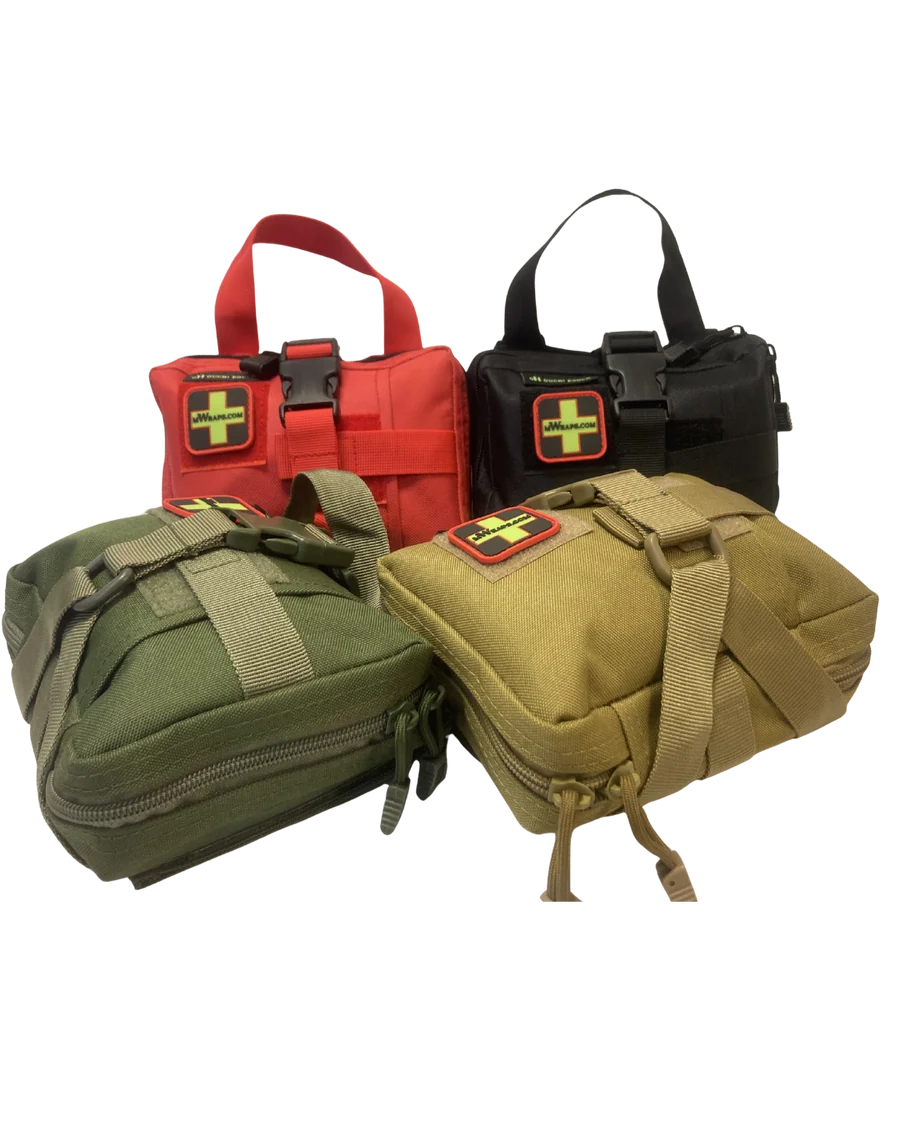 Vehicle Trauma Kit Personal IFAK in red, black, ranger green, and coyote